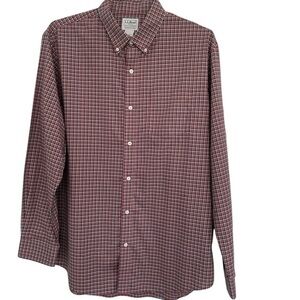 L.L. Bean Red and Black Slightly fitted  Wrinkle resist Plaid Shirt in lg